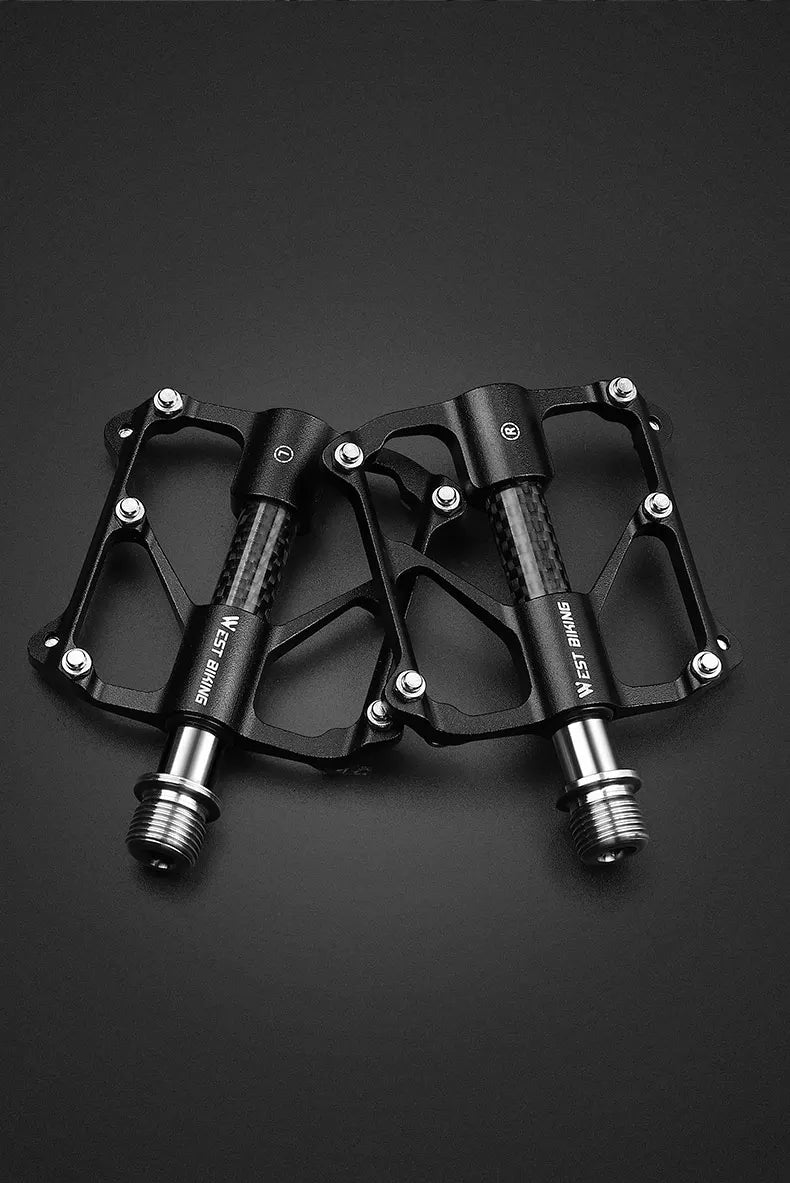 WEST BIKING Carbon Fiber Pedal Road Bicycle Pedal 3 Bearing Titanium Alloy Axle Pedal MTB Bicycle Pedal Bicycle Accessories