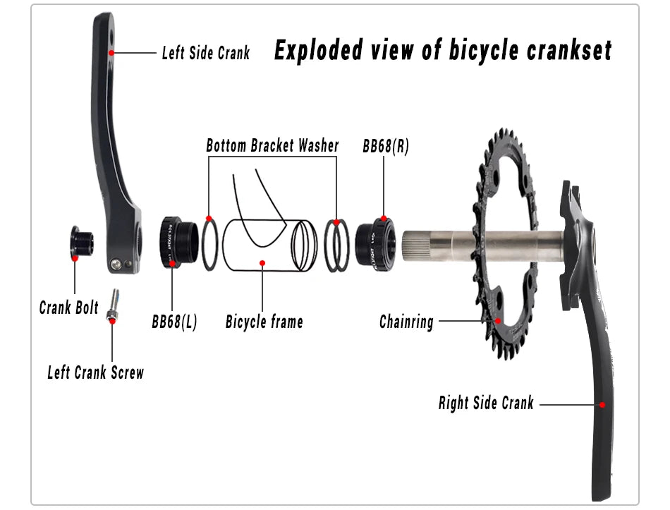 GOLDIX 104BCD MTB Kurbelgarnitur 165mm 170mm 175mm Kurbel Rund/Oval Kettenblatt 32Z/34Z/36Z/38Z Narrow Wide Zähne Ritzel für Mountain