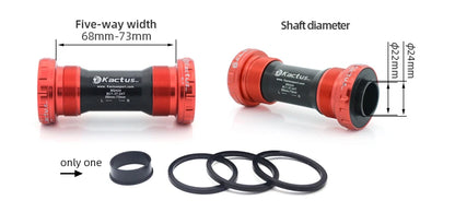 KACTUS Bicycle Bottom Bracket BSA Thread Kit Road MTB Bike Frame 68/73 for Axis 24/22 and 29/30mm for Shimano/SRAM GXP Crankset