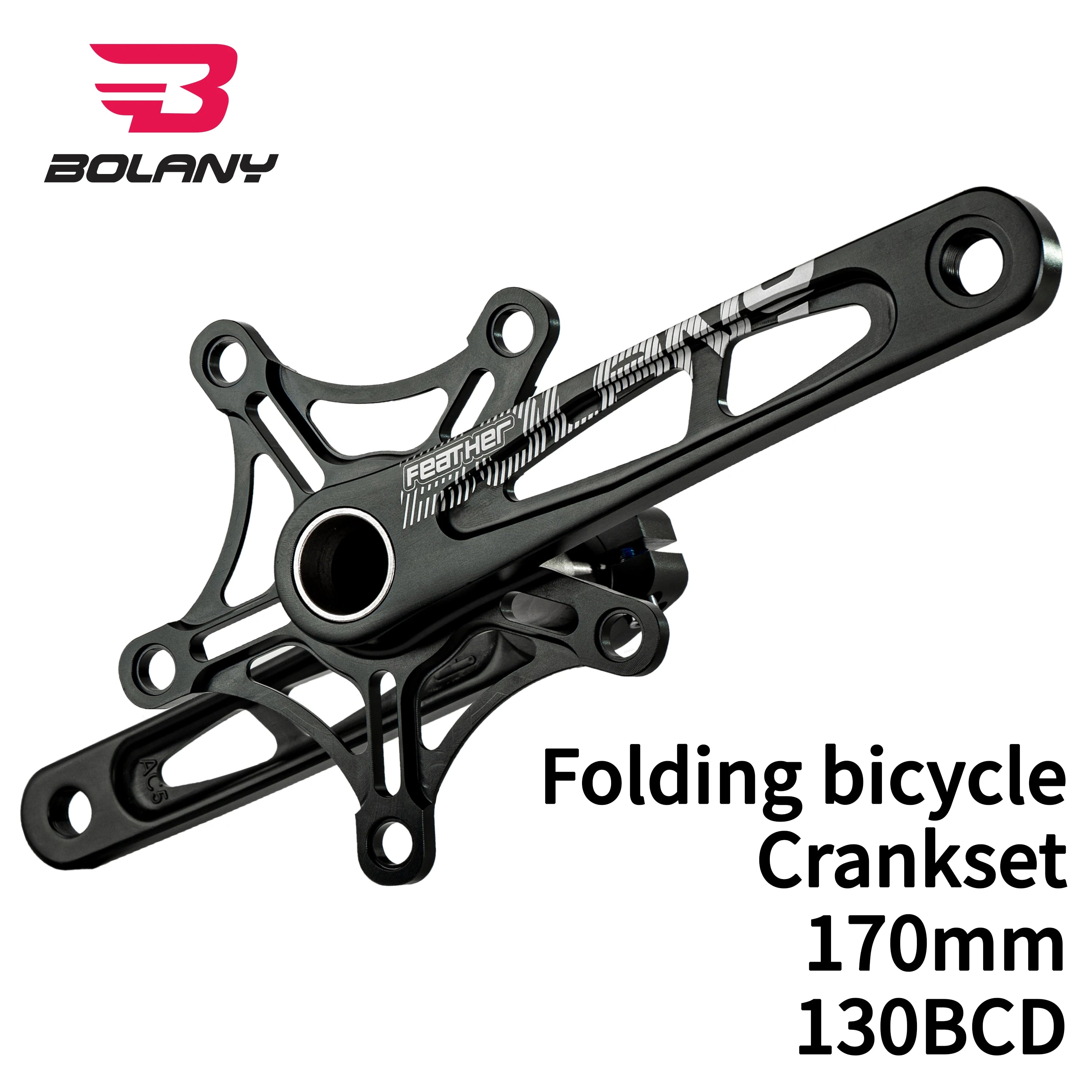 BOLANY Crankset Folding Bicycle Crank 170mm 130BCD 5 Bolts Aluminum Alloy Bottom Bracket Ceramic Bearing CNC Anodized Bike Parts