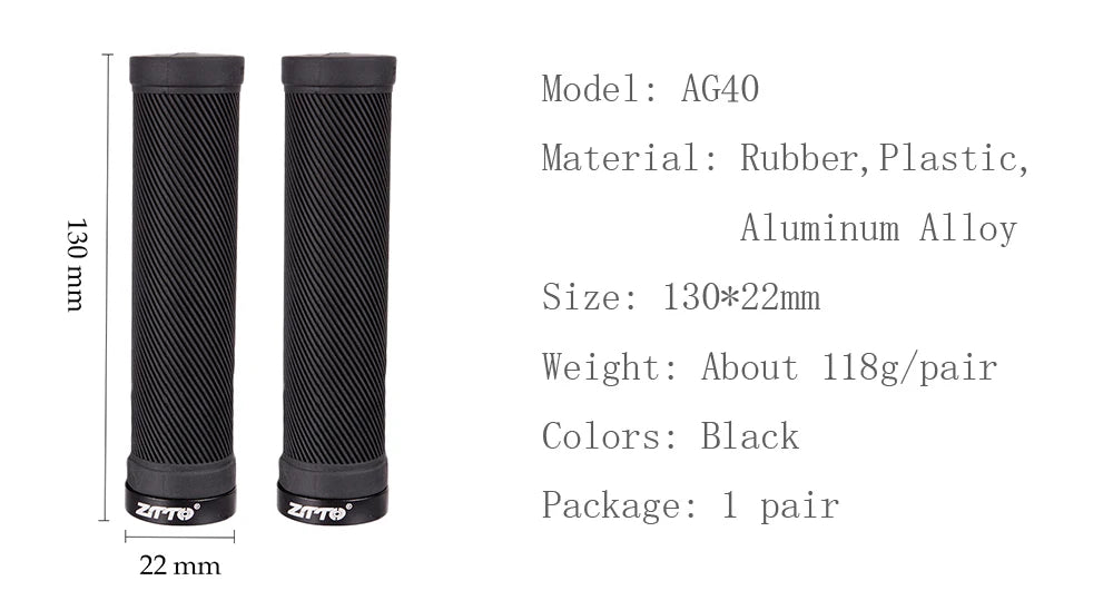 ZTTO 1 Paar AG40 MTB Griffe für Mountainbike Fixed Gear Lock-on Griffe Anti-Rutsch Lenker Stoßfeste Gummi Fahrradgriffe Teile