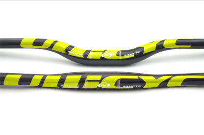 Guidon VTT ULLICYC 3K Carbone Intégral Plat/Rise Guidon Vélo Carbone Pièces VTT Jaune Fluo 31.8*580-740mm