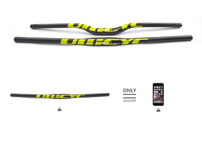 Guidon VTT ULLICYC 3K Carbone Intégral Plat/Rise Guidon Vélo Carbone Pièces VTT Jaune Fluo 31.8*580-740mm