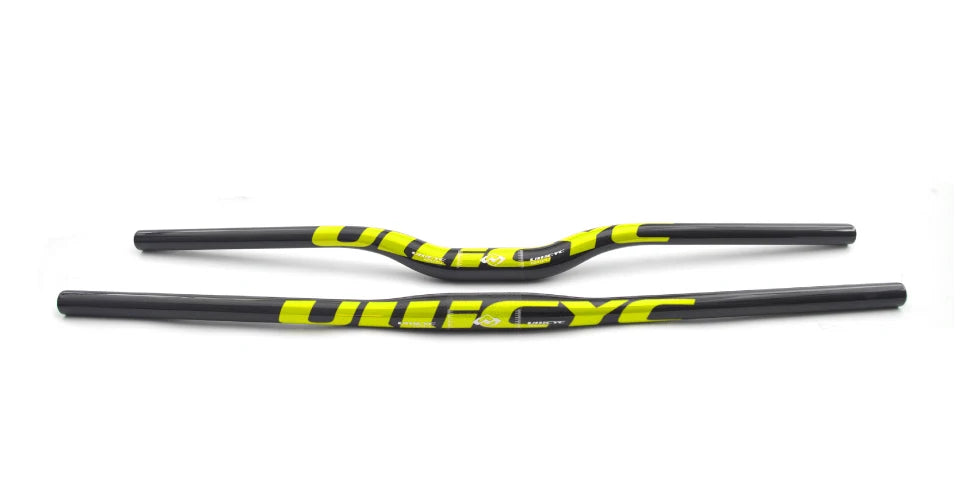 Guidon VTT ULLICYC 3K Carbone Intégral Plat/Rise Guidon Vélo Carbone Pièces VTT Jaune Fluo 31.8*580-740mm