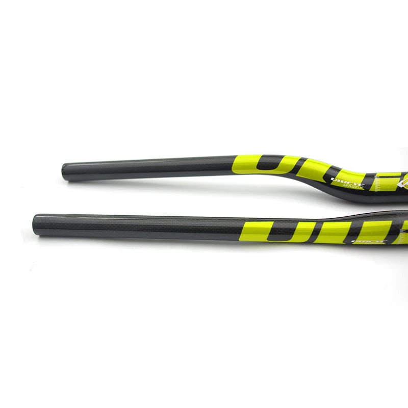 Guidon VTT ULLICYC 3K Carbone Intégral Plat/Rise Guidon Vélo Carbone Pièces VTT Jaune Fluo 31.8*580-740mm