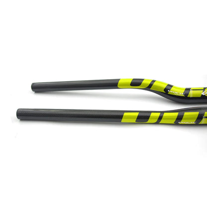 Guidon VTT ULLICYC 3K Carbone Intégral Plat/Rise Guidon Vélo Carbone Pièces VTT Jaune Fluo 31.8*580-740mm