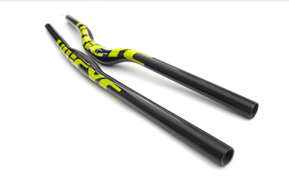 Guidon VTT ULLICYC 3K Carbone Intégral Plat/Rise Guidon Vélo Carbone Pièces VTT Jaune Fluo 31.8*580-740mm