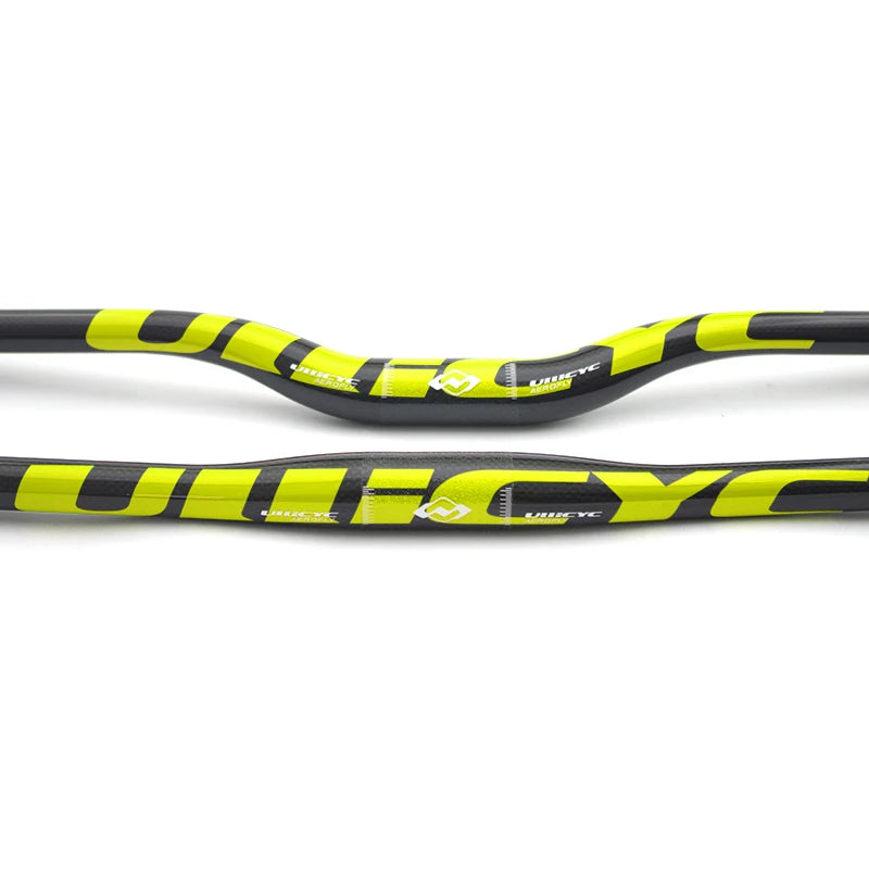 Guidon VTT ULLICYC 3K Carbone Intégral Plat/Rise Guidon Vélo Carbone Pièces VTT Jaune Fluo 31.8*580-740mm