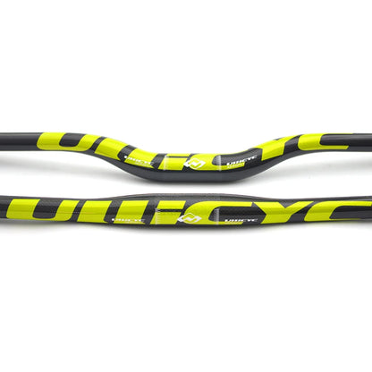 Guidon VTT ULLICYC 3K Carbone Intégral Plat/Rise Guidon Vélo Carbone Pièces VTT Jaune Fluo 31.8*580-740mm