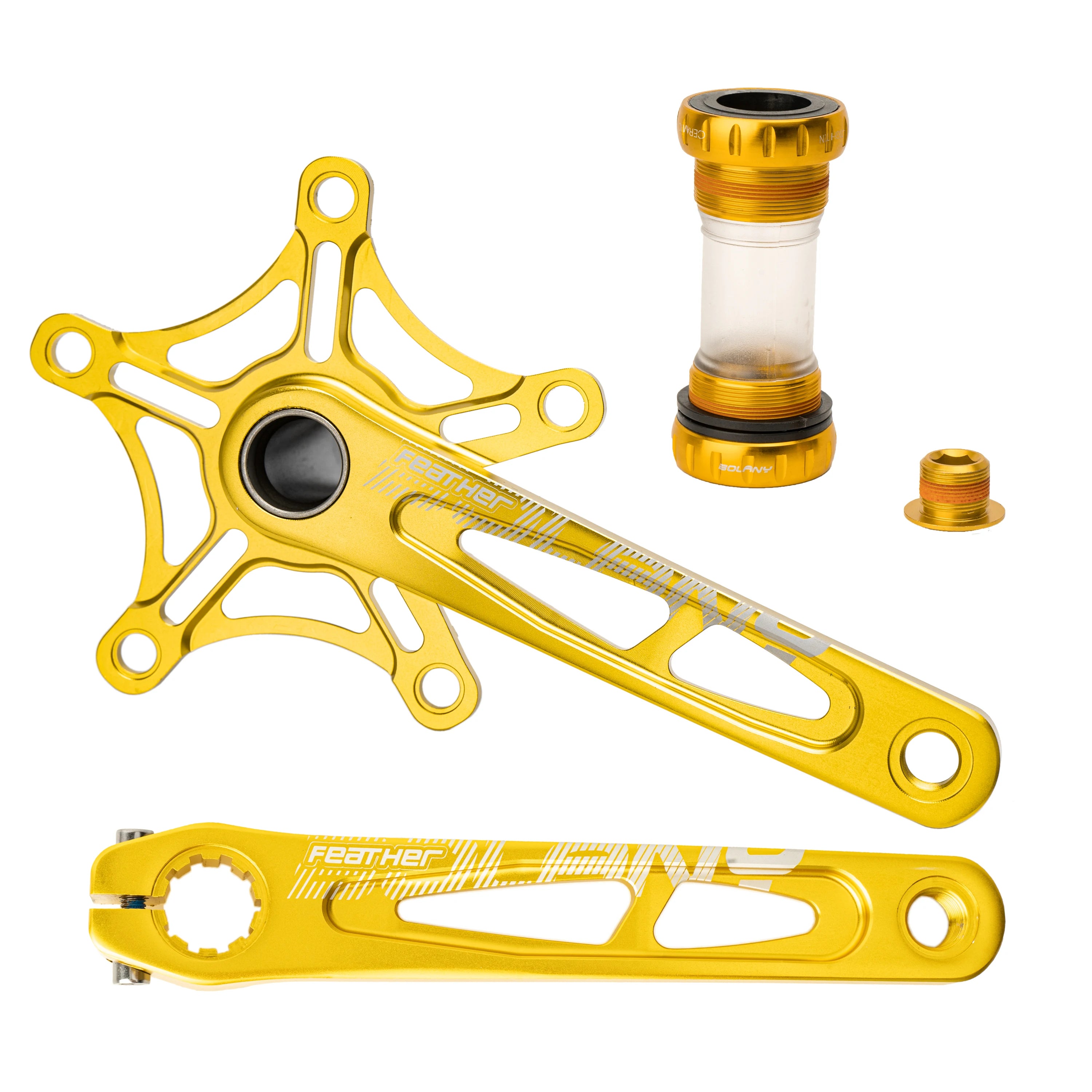 BOLANY Kurbelsatz Faltradkurbel 170 mm 130BCD 5-Loch Aluminiumlegierung Tretlager Keramikgelagert CNC-eloxierte Fahrradteile