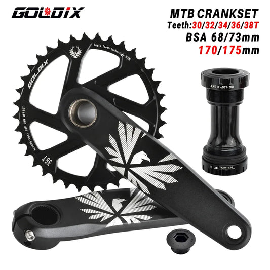 Pédalier VTT GOLDIX – 1x | 30/32/34/36/38 dents | BSA 68/73mm | 170/175mm | GXP avec boîtier de pédalier