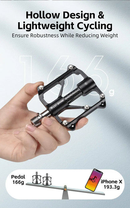 WEST BIKING Carbon Fiber Pedal Road Bicycle Pedal 3 Bearing Titanium Alloy Axle Pedal MTB Bicycle Pedal Bicycle Accessories