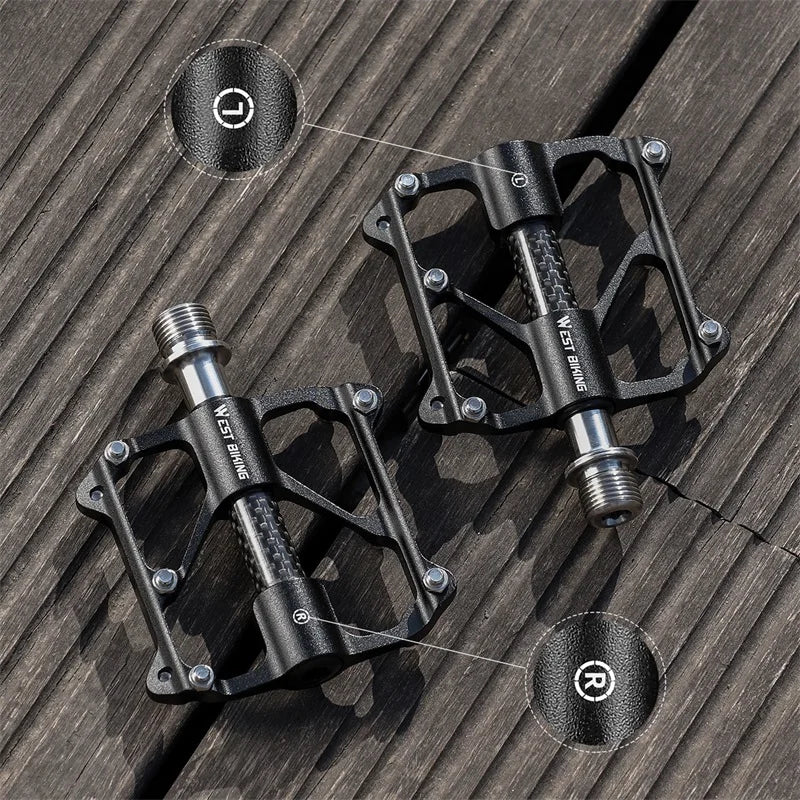 WEST BIKING Carbon Fiber Pedal Road Bicycle Pedal 3 Bearing Titanium Alloy Axle Pedal MTB Bicycle Pedal Bicycle Accessories