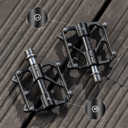 WEST BIKING Carbon Fiber Pedal Road Bicycle Pedal 3 Bearing Titanium Alloy Axle Pedal MTB Bicycle Pedal Bicycle Accessories