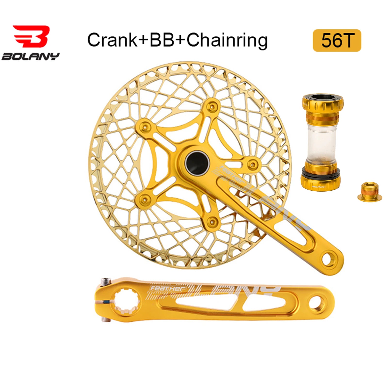 BOLANY Kurbelsatz Faltradkurbel 170 mm 130BCD 5-Loch Aluminiumlegierung Tretlager Keramikgelagert CNC-eloxierte Fahrradteile