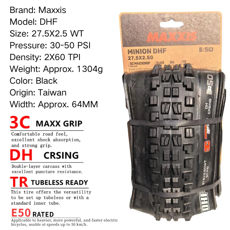 Maxxis Minion DHF (M301Ru) 26x2.3 27.5x2.3/2.5/2.8 29x2.3/2.5 Faltbare Mountainbike-Downhill-Reifen sind verschleißfester