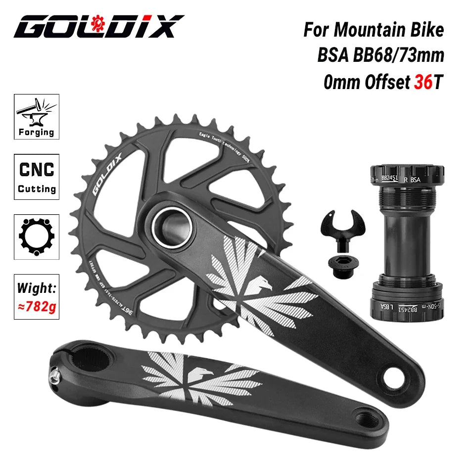 GOLDIX MTB Crankset – 1x | 30/32/34/36/38T | BSA 68/73mm | 170/175mm | GXP incl. Bottom Bracket