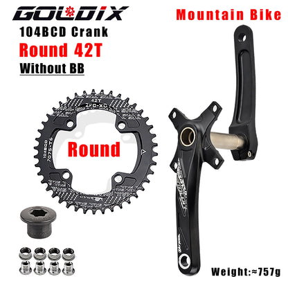 GOLDIX MTB Crankset 104BCD – 10/11/12-speed | BSA BB68 incl. | 170/175mm | 668g | Aluminum