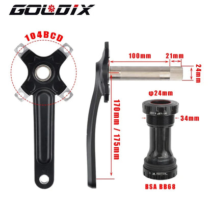 GOLDIX MTB Crankset 104BCD – 10/11/12-speed | BSA BB68 incl. | 170/175mm | 668g | Aluminum