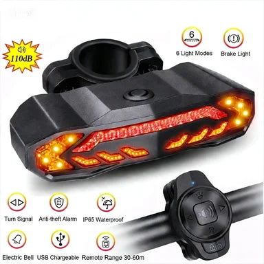 USB wiederaufladbares Fahrradrücklicht mit Alarm, wasserdichtes Anti-Diebstahl-Rücklicht, Fahrradblinker, Bremswarnlicht