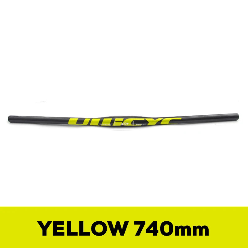 Guidon VTT ULLICYC 3K Carbone Intégral Plat/Rise Guidon Vélo Carbone Pièces VTT Jaune Fluo 31.8*580-740mm