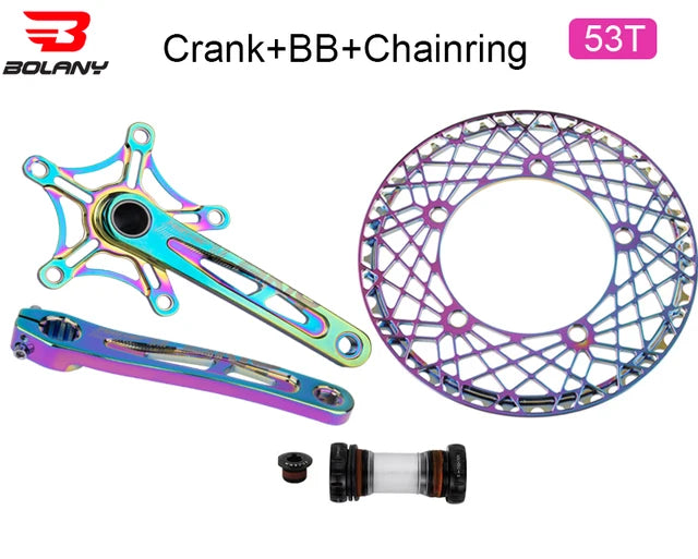 BOLANY Kurbelsatz Faltradkurbel 170 mm 130BCD 5-Loch Aluminiumlegierung Tretlager Keramikgelagert CNC-eloxierte Fahrradteile