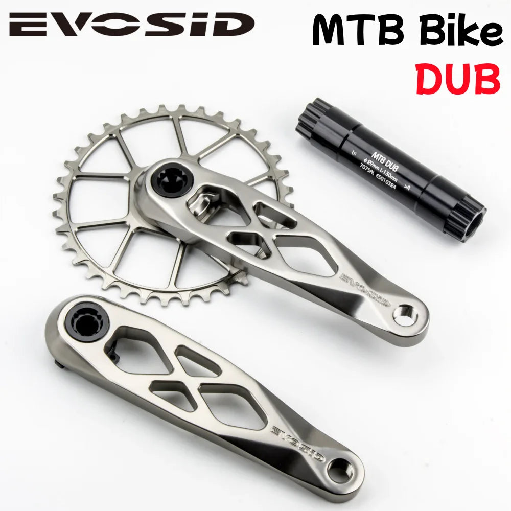 EVOSID Ultralight MTB-Fahrradkurbel 165mm DUB-Achse 29mm Mountainbike-Kurbelgarnitur 170mm 3-Nagel Direktmontage für Enduro AM