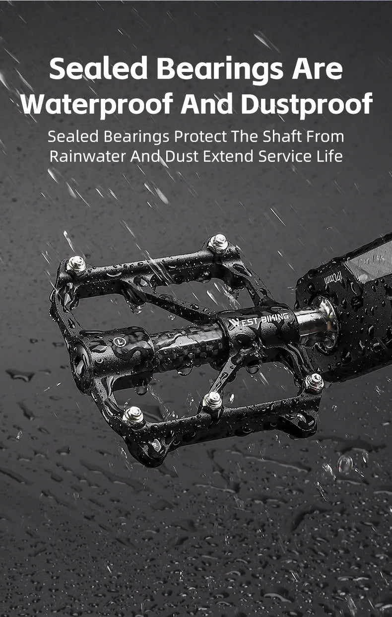 WEST BIKING Carbon Fiber Pedal Road Bicycle Pedal 3 Bearing Titanium Alloy Axle Pedal MTB Bicycle Pedal Bicycle Accessories