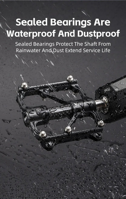 WEST BIKING Carbon Fiber Pedal Road Bicycle Pedal 3 Bearing Titanium Alloy Axle Pedal MTB Bicycle Pedal Bicycle Accessories
