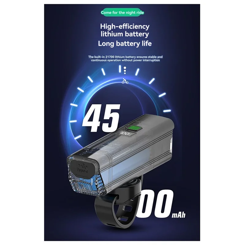 Fahrradbeleuchtung Nachtfahrlicht mit Fern- und Abblendlicht, 800 Lumen, USB-C-Ladefunktion für Radfahrer und Pendler-[A49T]