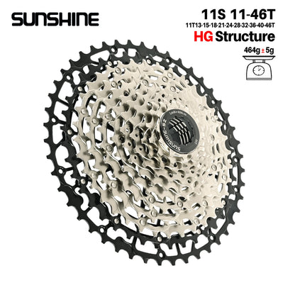 SUNSHINE Ultralight Bicycle Cassette Freewheel Carbon Steel Material 9/10/11/12/13 Speed HG Structure Sprocket for Mountain Bike
