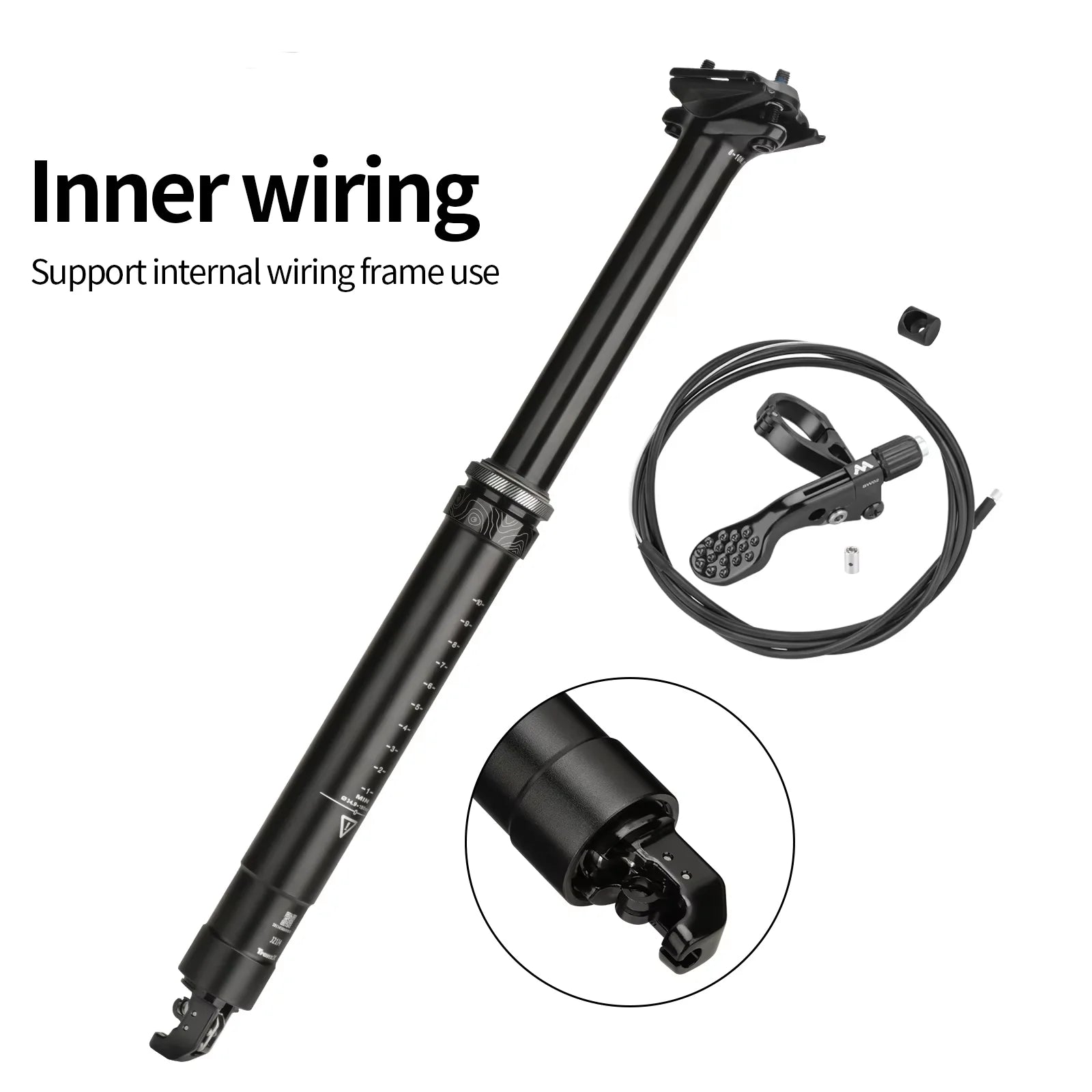 MTB Dropper Sattelstütze Aluminiumlegierung 34,4MM Interne Zugsteuerung Sattelrohr 125/150/170/200mm Federweg Meroca Zugsteuerhebel