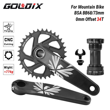 GOLDIX MTB Crankset – 1x | 30/32/34/36/38T | BSA 68/73mm | 170/175mm | GXP incl. Bottom Bracket