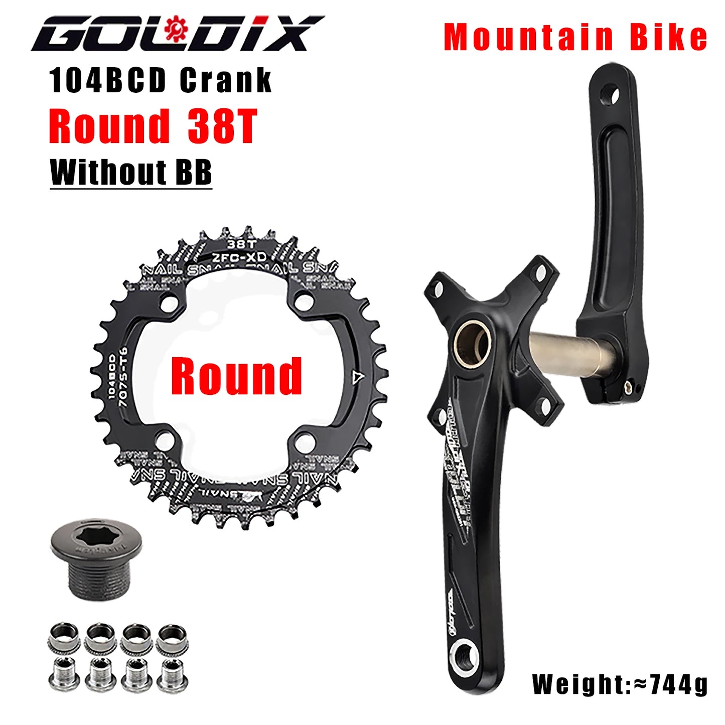 GOLDIX MTB Crankset 104BCD – 10/11/12-speed | BSA BB68 incl. | 170/175mm | 668g | Aluminum