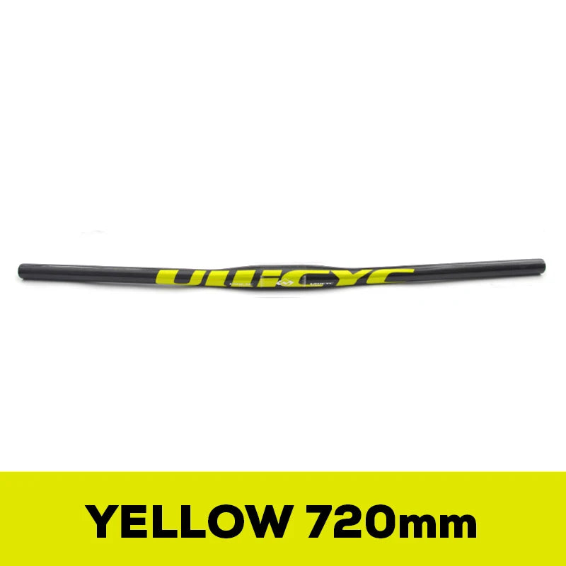 Guidon VTT ULLICYC 3K Carbone Intégral Plat/Rise Guidon Vélo Carbone Pièces VTT Jaune Fluo 31.8*580-740mm