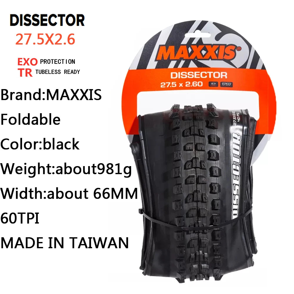 MAXXIS Dissector MTB Tire Seeks To Minimize Drag While Retaining Cornering Control Size:27.5x2.4WT  29X2.4 EXO TR DH