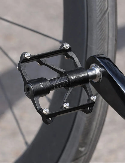WEST BIKING Carbon Fiber Pedal Road Bicycle Pedal 3 Bearing Titanium Alloy Axle Pedal MTB Bicycle Pedal Bicycle Accessories