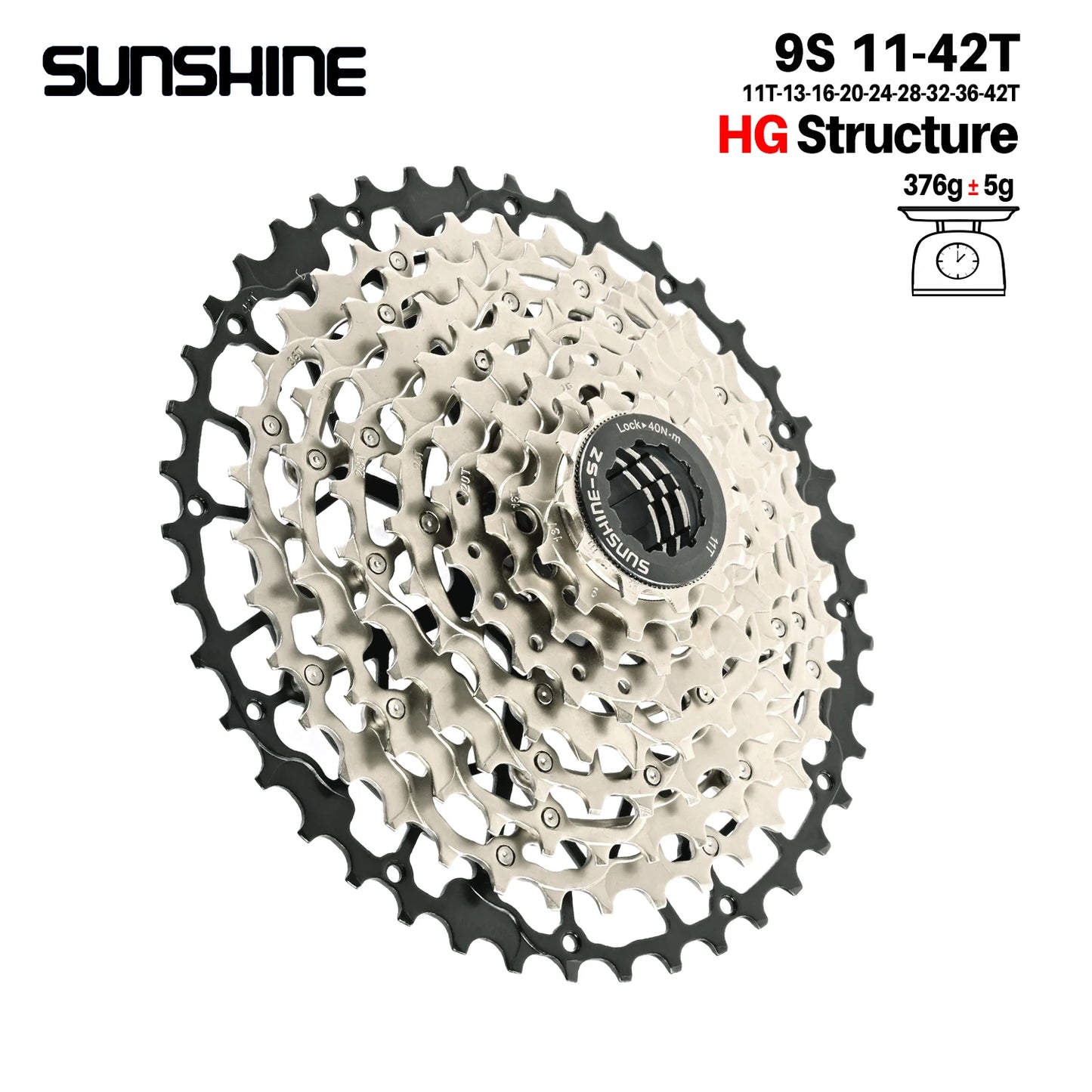 SUNSHINE Ultralight Bicycle Cassette Freewheel Carbon Steel Material 9/10/11/12/13 Speed HG Structure Sprocket for Mountain Bike