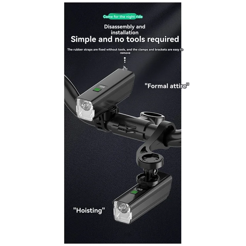 Fahrradbeleuchtung Nachtfahrlicht mit Fern- und Abblendlicht, 800 Lumen, USB-C-Ladefunktion für Radfahrer und Pendler-[A49T]