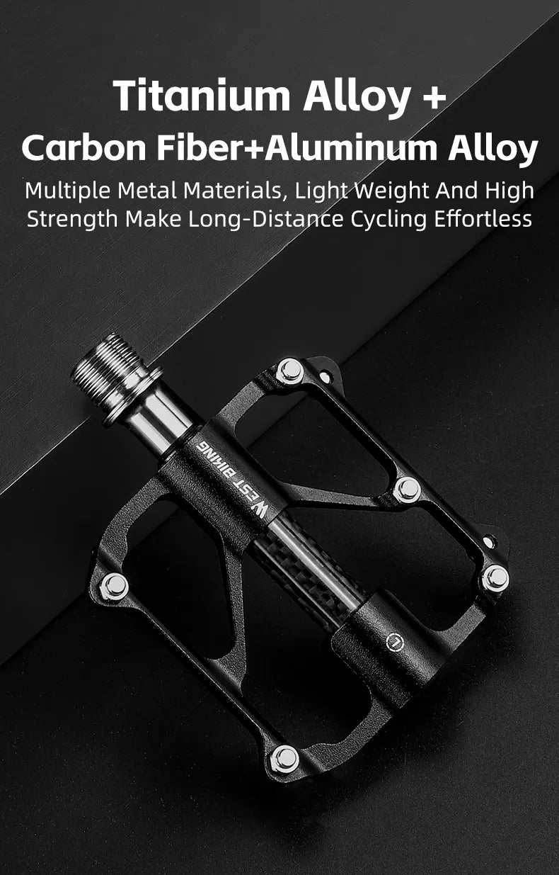 WEST BIKING Carbon Fiber Pedal Road Bicycle Pedal 3 Bearing Titanium Alloy Axle Pedal MTB Bicycle Pedal Bicycle Accessories