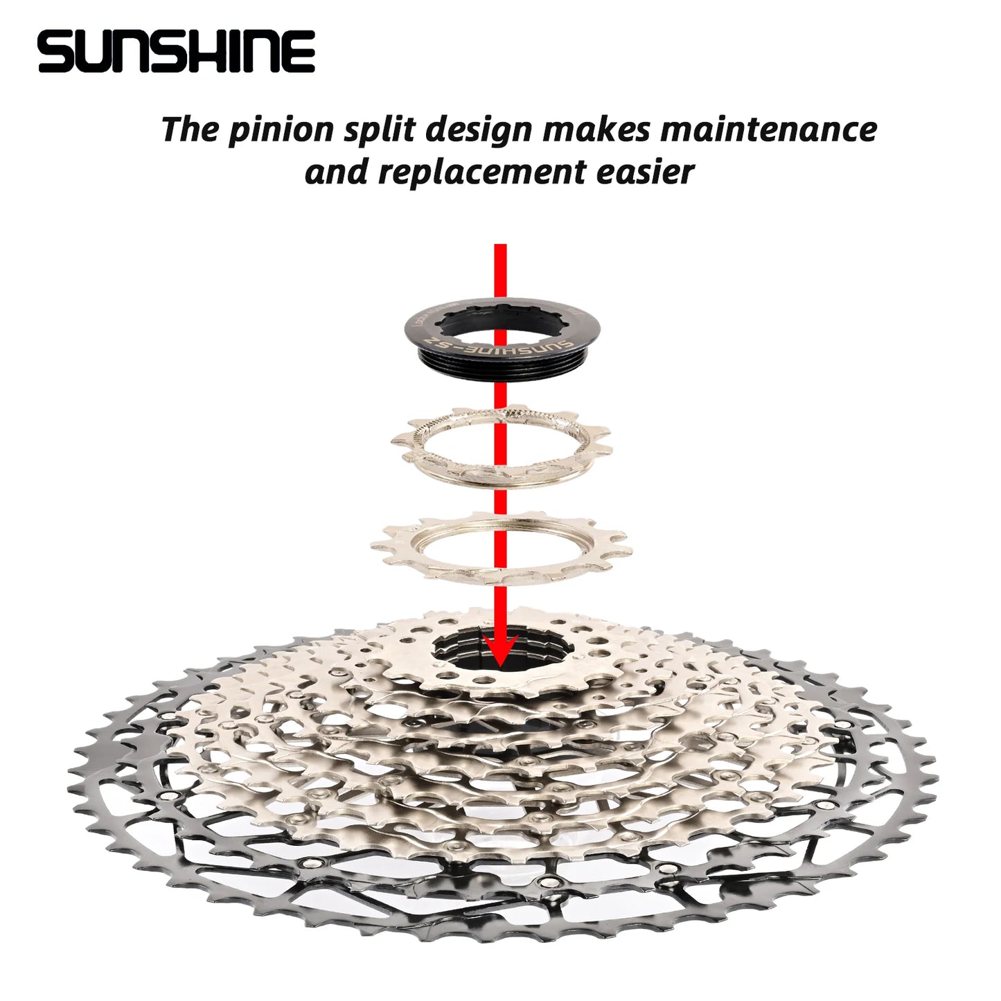 SUNSHINE Ultralight Bicycle Cassette Freewheel Carbon Steel Material 9/10/11/12/13 Speed HG Structure Sprocket for Mountain Bike