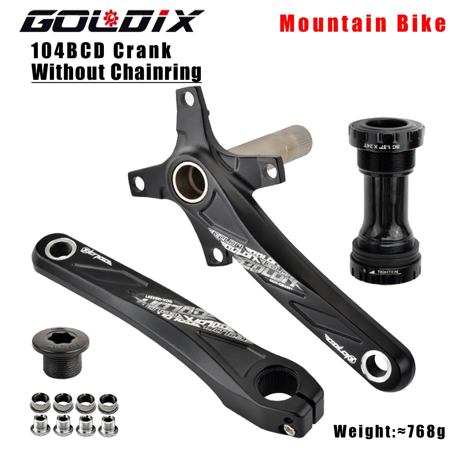 GOLDIX 104BCD MTB Kurbelgarnitur 165mm 170mm 175mm Kurbel Rund/Oval Kettenblatt 32Z/34Z/36Z/38Z Narrow Wide Zähne Ritzel für Mountain