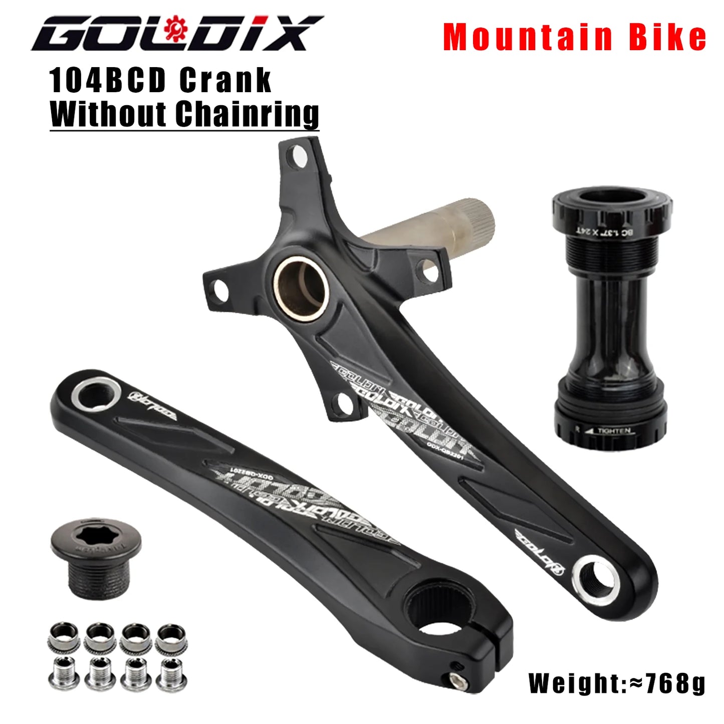 GOLDIX 104BCD MTB Crankset 32T/34T/36T/38T Narrow Wide