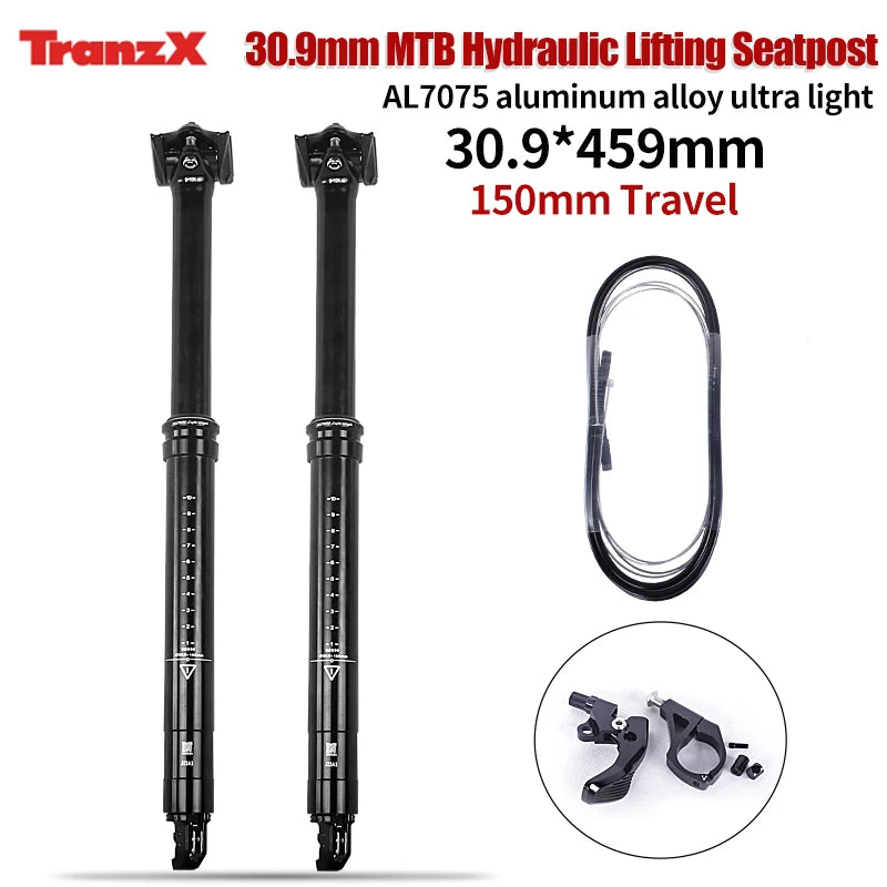 Tranz-x Dropper-Sattelstütze interne Zugverlegung 30,9 mm hydraulisch absenkbar 150 mm Federweg Mountainbike-Sattelstütze Rohrteil