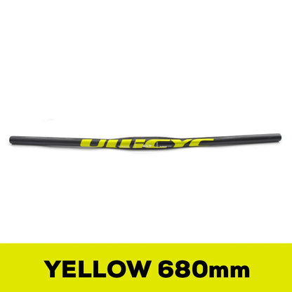 Guidon VTT ULLICYC 3K Carbone Intégral Plat/Rise Guidon Vélo Carbone Pièces VTT Jaune Fluo 31.8*580-740mm