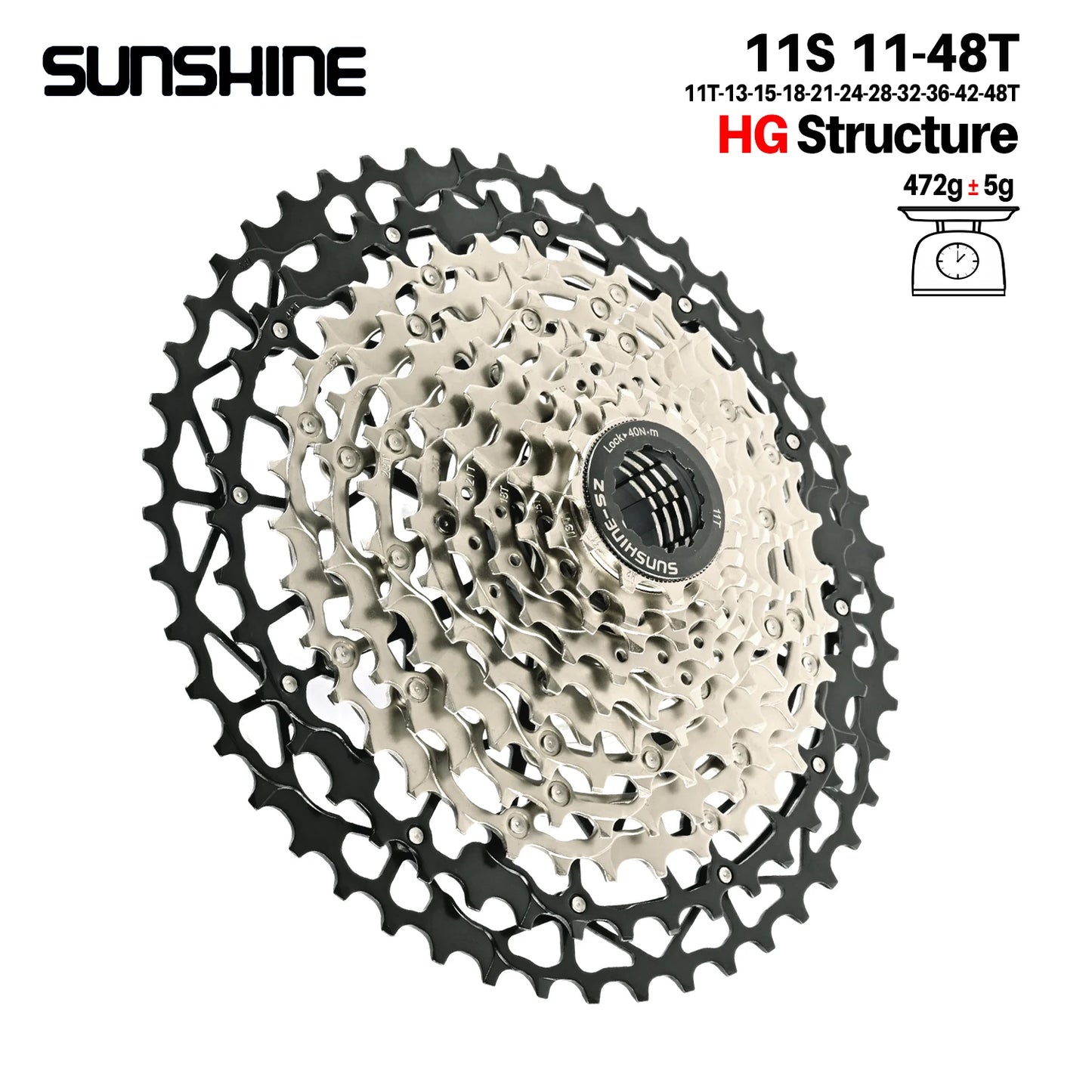 SUNSHINE Ultralight Bicycle Cassette Freewheel Carbon Steel Material 9/10/11/12/13 Speed HG Structure Sprocket for Mountain Bike