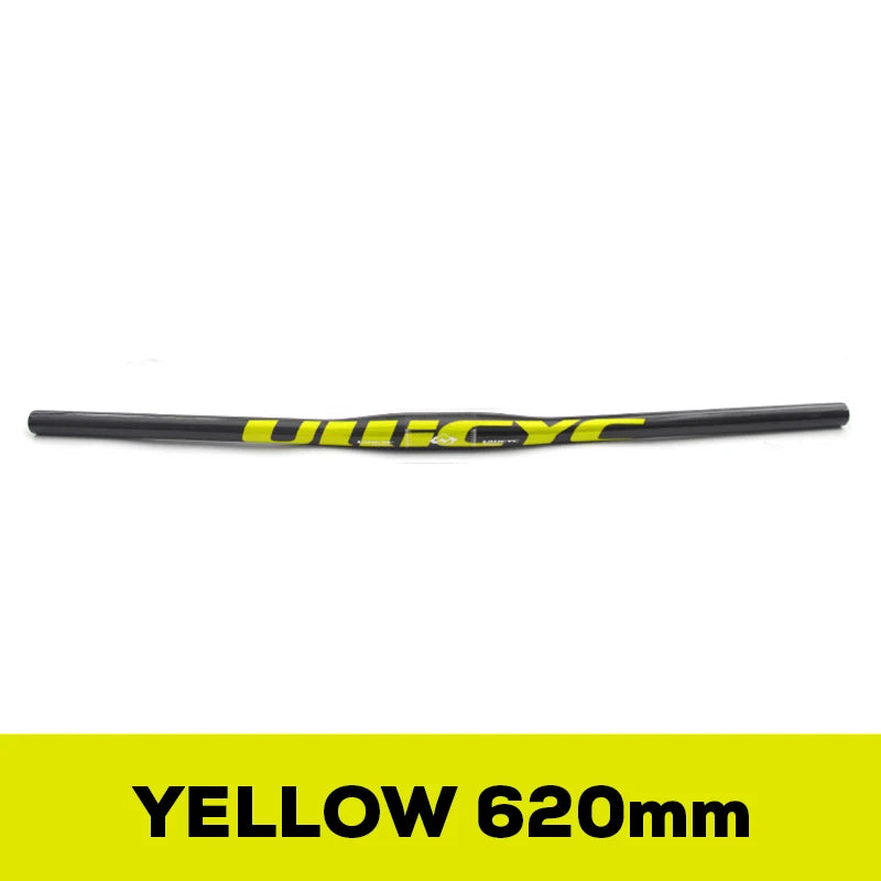 Guidon VTT ULLICYC 3K Carbone Intégral Plat/Rise Guidon Vélo Carbone Pièces VTT Jaune Fluo 31.8*580-740mm