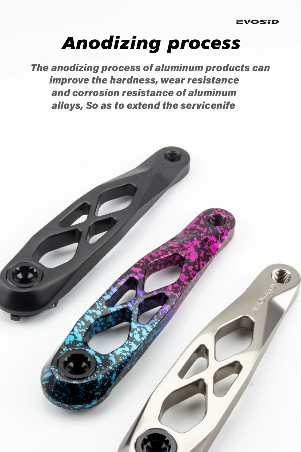 EVOSID Ultralight MTB-Fahrradkurbel 165mm DUB-Achse 29mm Mountainbike-Kurbelgarnitur 170mm 3-Nagel Direktmontage für Enduro AM