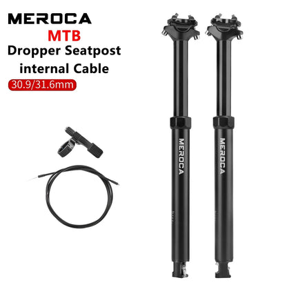 MEROCA Bicycle Dropper Seatpost 27.2/30.9/31.6x425mm Internal Routing Cable Remote Wire Control Lift Seat Tube MTB Seatpost