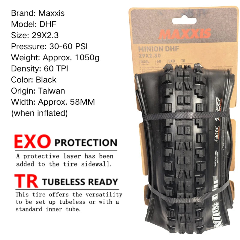 Maxxis Minion DHF (M301Ru) 26x2.3 27.5x2.3/2.5/2.8 29x2.3/2.5 Faltbare Mountainbike-Downhill-Reifen sind verschleißfester